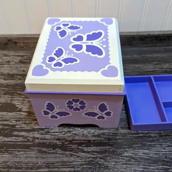 Melissa & Doug Purple Kid's Jewelry Box with Mirror and Pull Out Tray - Picture 6 of 8